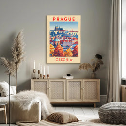 Stylized Historic Architecture of Prague Travel Poster