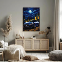 Futuristic Car Meets Starry Night Artistic Poster