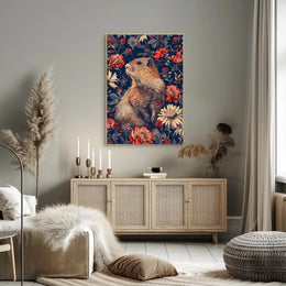 Groundhog in Blossoming Foliage Animal Poster