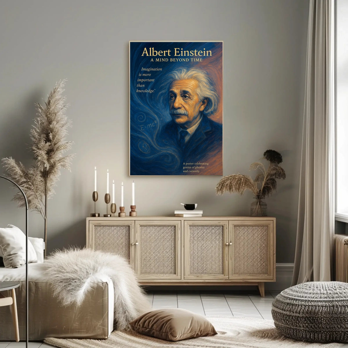 Albert Einstein Inspirational Art Poster for Creativity