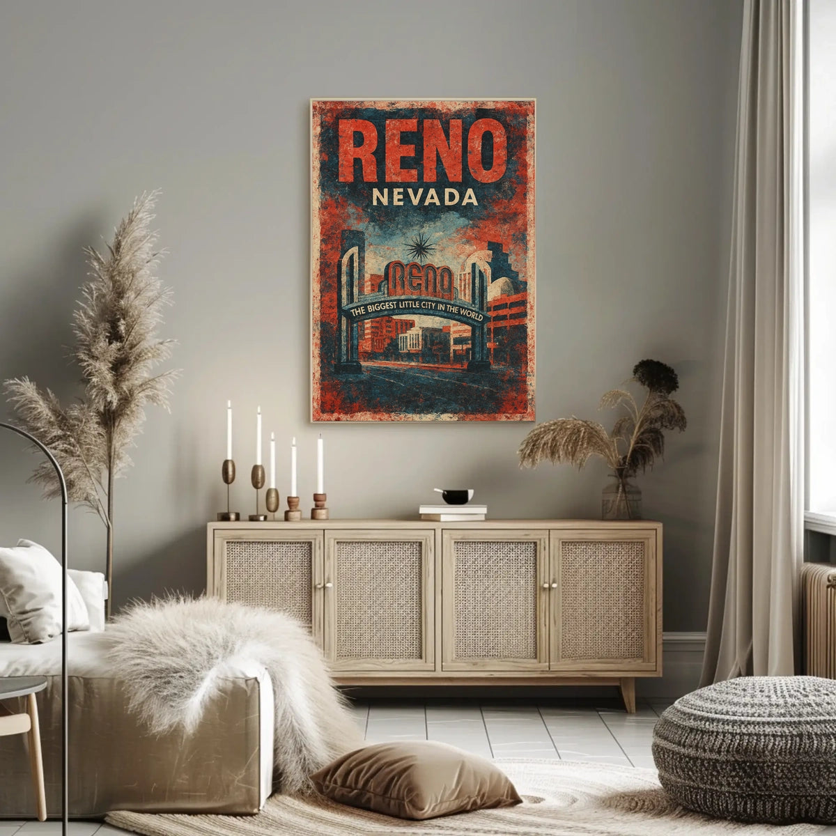 Reno Nevada Nostalgic Travel Vintage Americana Poster
