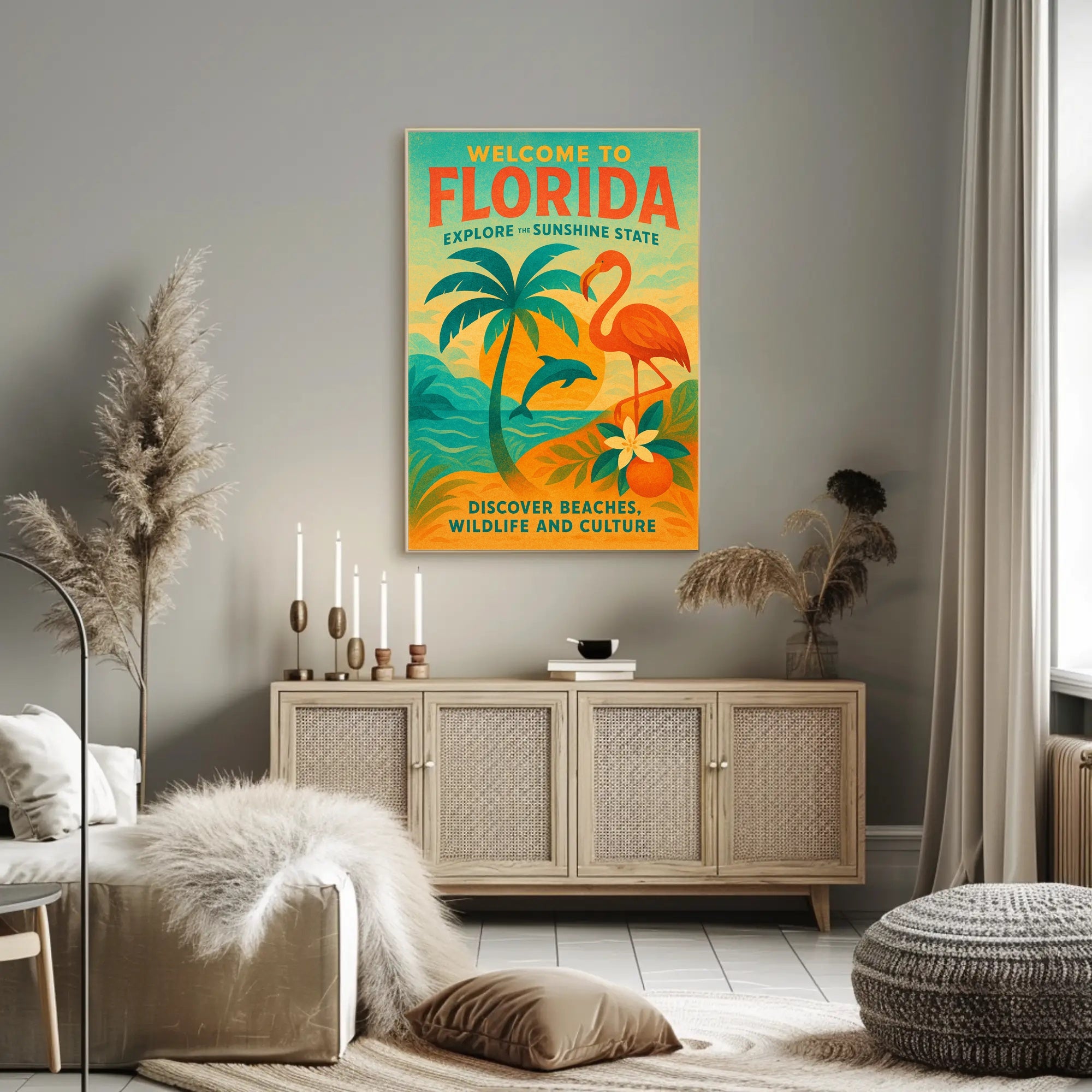 Florida Vintage Travel Poster Wall Art Print