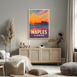 Naples Florida Sunset Poster Wall Art For Beach Lovers