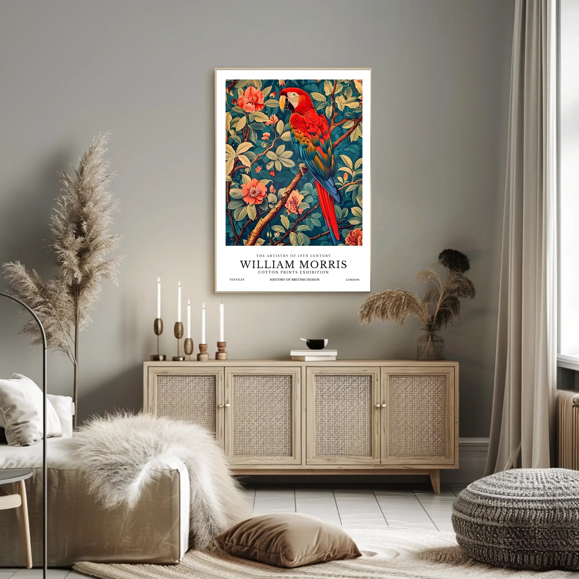 Vintage Parrot Print: Artistic Poster for Heritage Exhibition