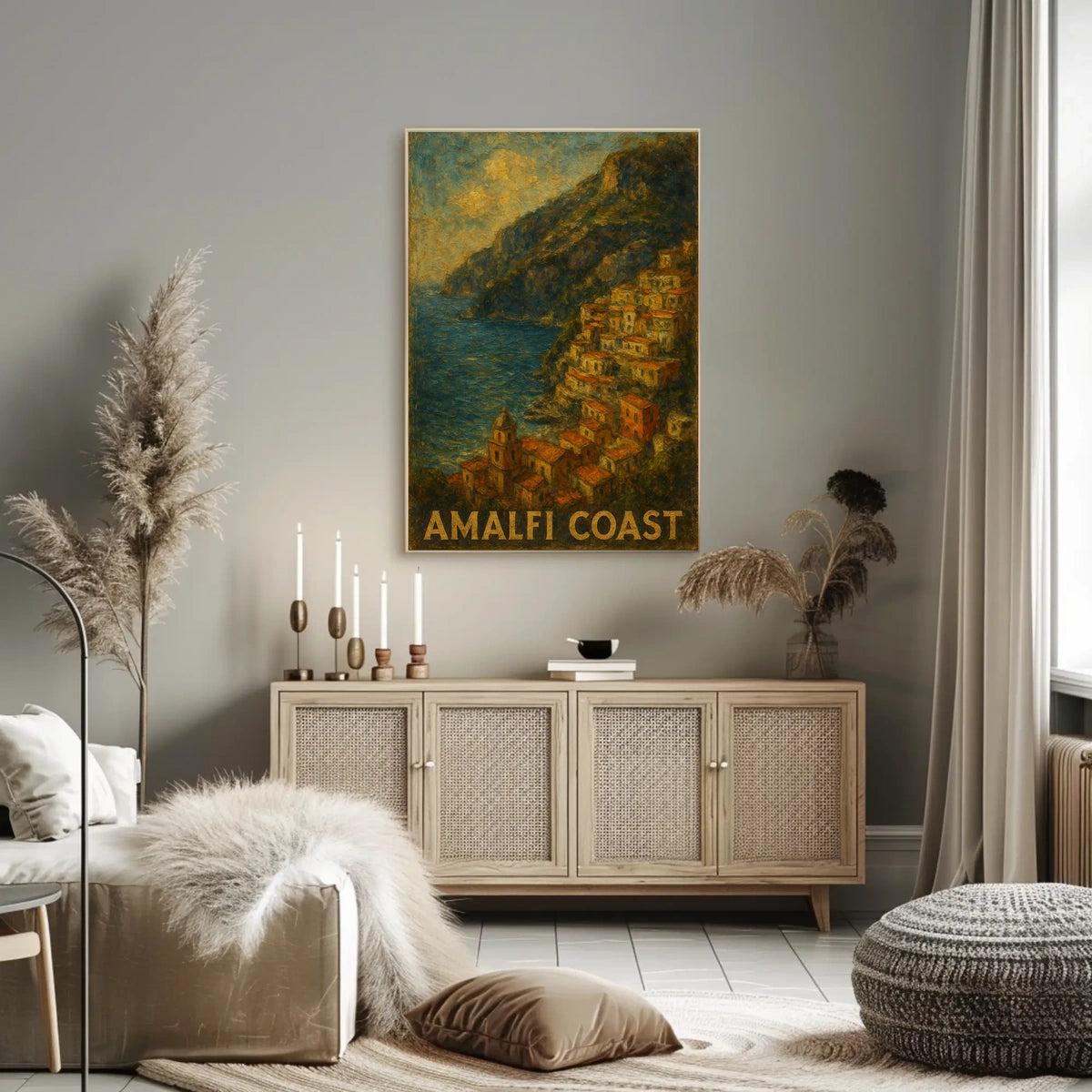 Amalfi Coast Poster Wall Art Print for Coastal Decor