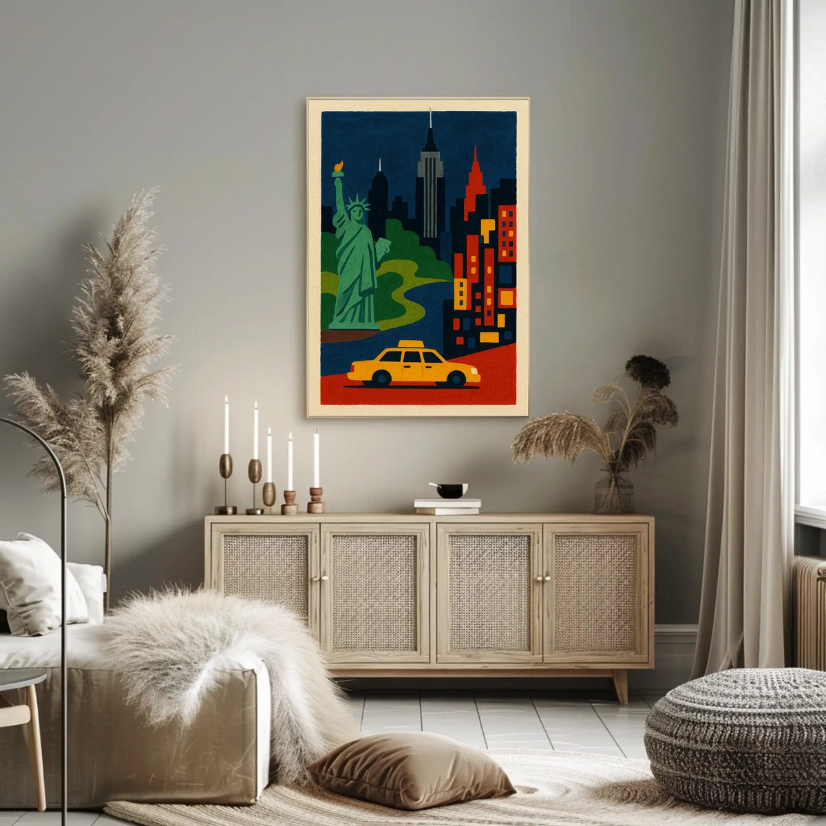 New York City Landmarks Poster Modern Wall Art For Home