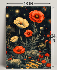 Floral Nightscape: Enchanted Poppies Fantasy or Mythology Poster