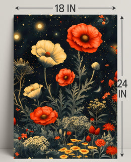 Floral Nightscape: Enchanted Poppies Fantasy or Mythology Poster