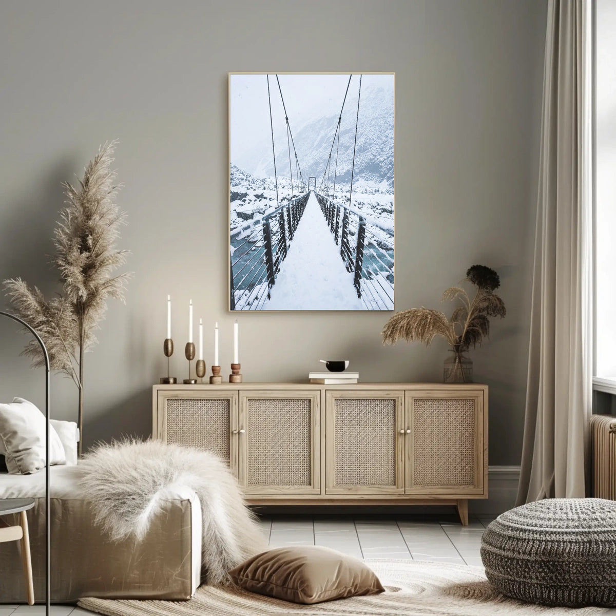 Snow-Covered Bridge in Wintery Landscape National Park Poster
