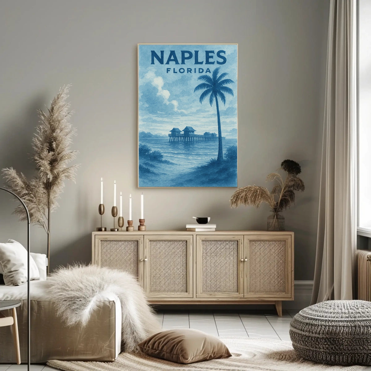 Naples Florida Poster Wall Art Coastal Beach Vibes 18x24