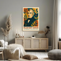 William Henry Harrison Vintage Patriotic Portrait History Inspired Minimalist Americana Heritage Poster