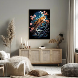 Koi Fish Moonlit Harmony Art Poster
