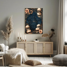 Gothic Skull and Roses Artistic Decor Poster
