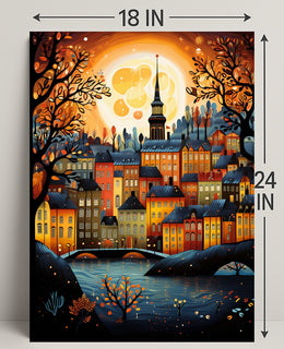 Enchanted Autumn Townscape Poster