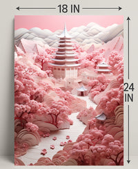 Serene Cherry Blossom Landscape Poster