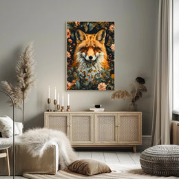 Fox Among Blossoms: Detailed Wildlife Art Animal Poster