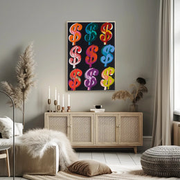Dollar Sign Pop Art Poster Modern Bright Money Wall Art