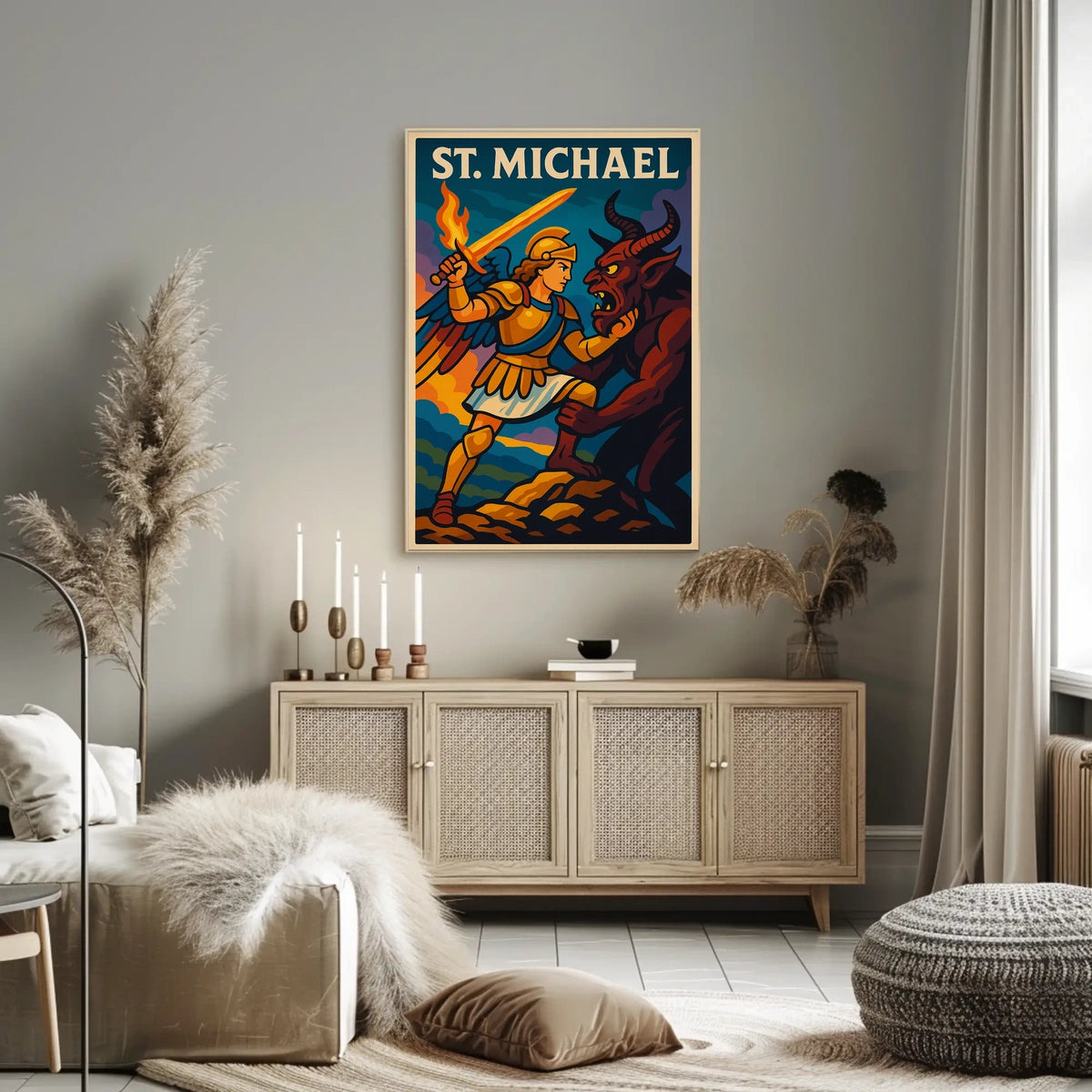 Saint Michael Archangel Wall Art Poster For Catholic Decor Sacred Guardian Artwork