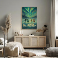 Fairbanks Aurora Christmas Night Sky Landscape Poster