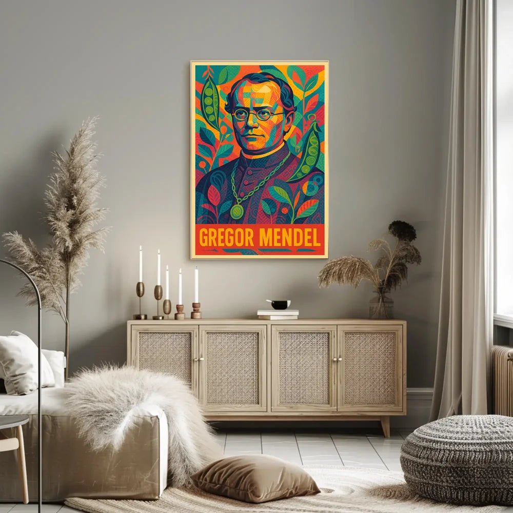 Gregor Mendel Genetics Pioneer Educational Poster