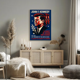JFK Patriotic Legacy Vintage Art Poster Print