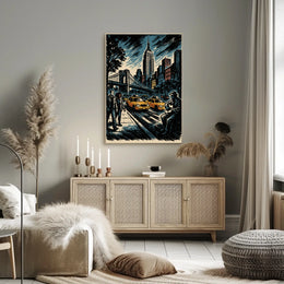 New York City Noir Skyline Poster Modern Urban Wall Art