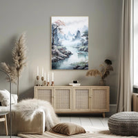 Serene Mountain Vista: Traditional East Asian Artistic Poster