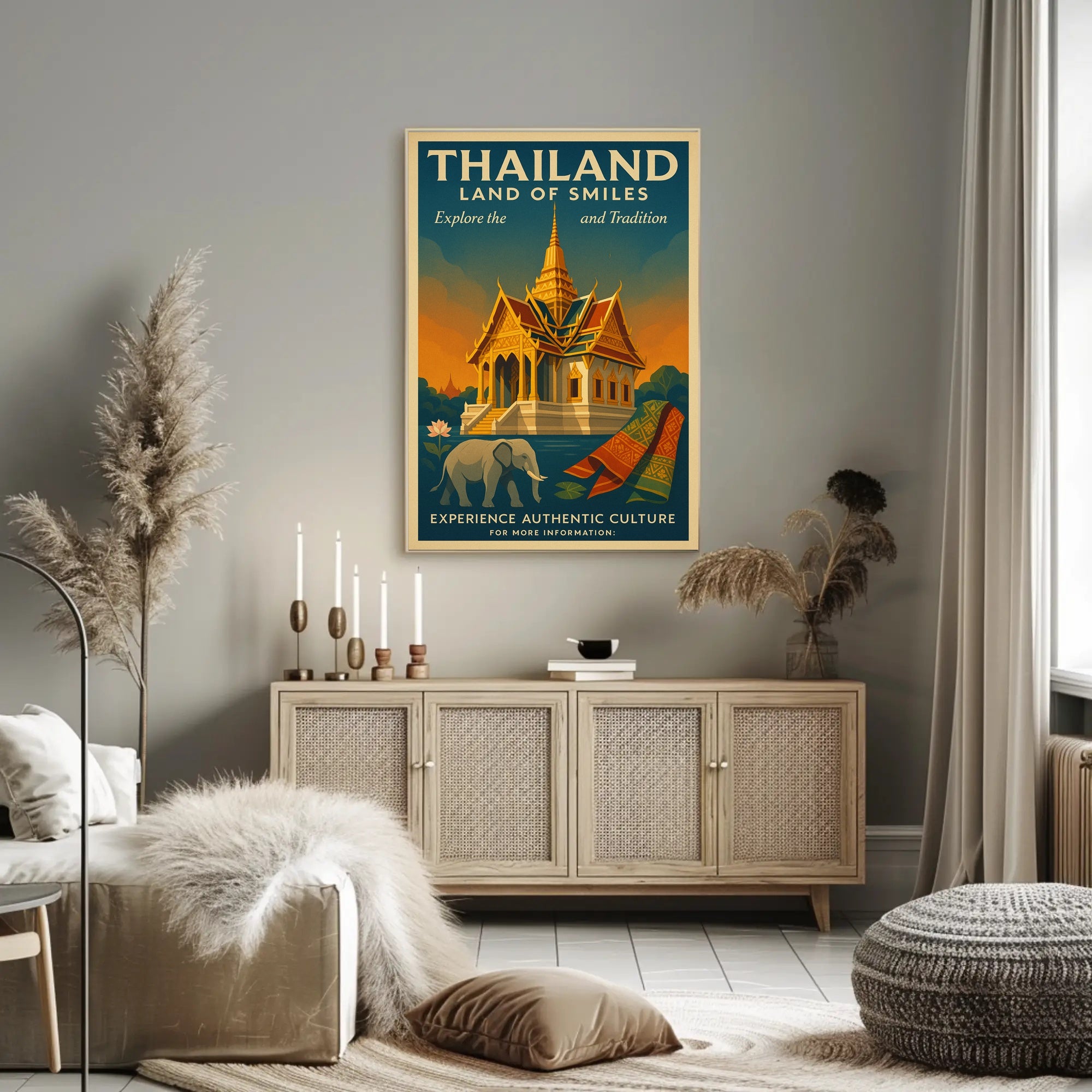 Thailand Vintage Travel Poster for Cultural Heritage Enthusiasts