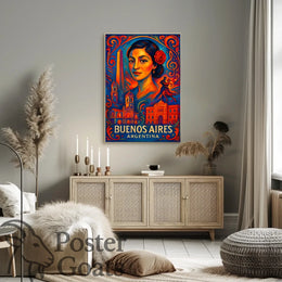 Buenos Aires Tango Art Deco Vintage Travel Poster