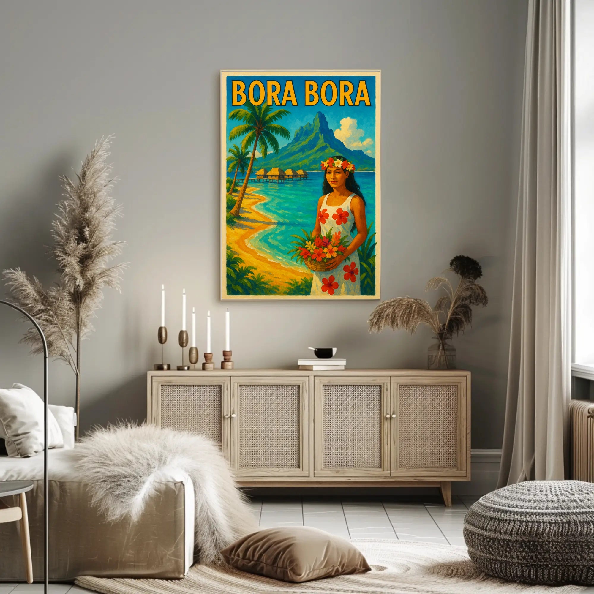 Tropical Vintage Bora Bora Travel Poster PosterGoat