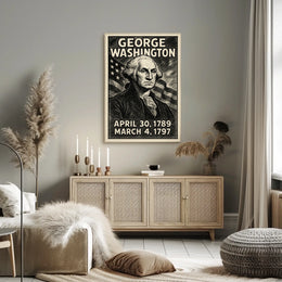 George Washington 1st President of the United States B & W Comic Sketch Poster