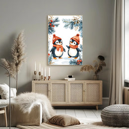 Festive Penguins Winter Wonderland Animal Poster