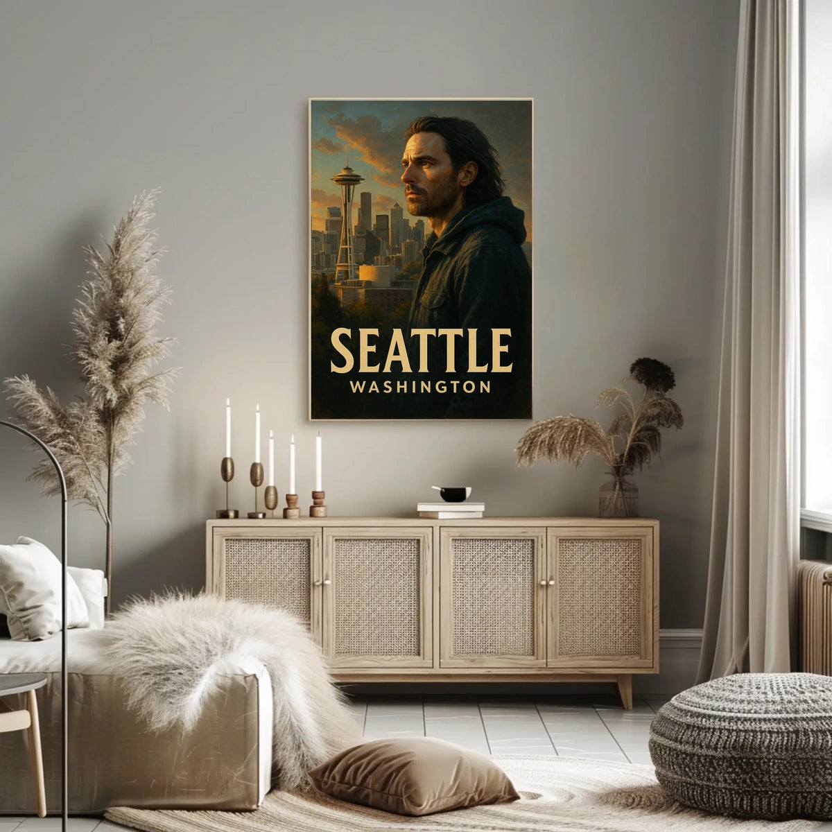 Seattle Skyline Portrait Poster