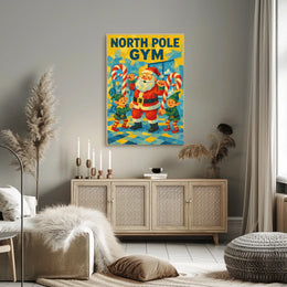 Santa Claus at North Pole Gym Fantasy or Mythology Poster