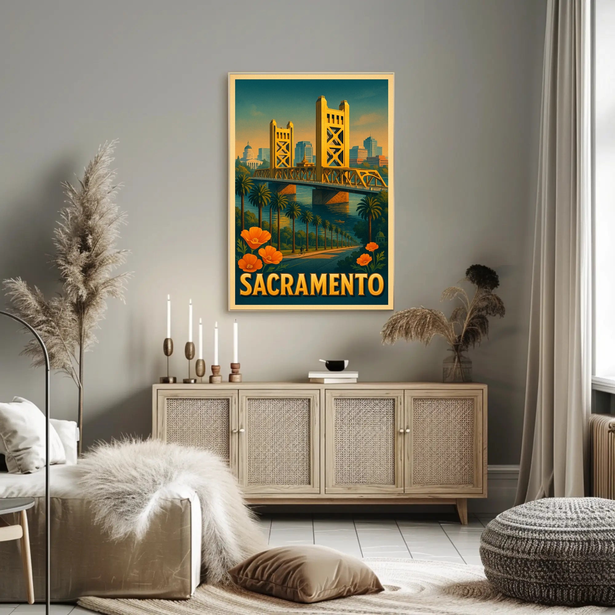 Sacramento Skyline Poster Modern City Wall Art