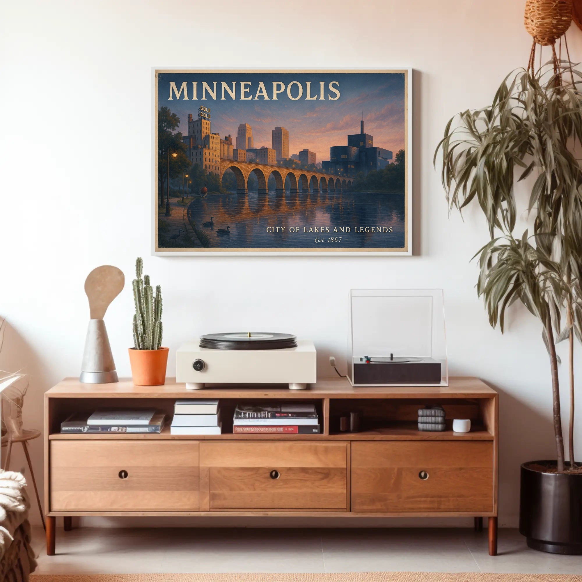 Minneapolis City of Lakes Travel Poster