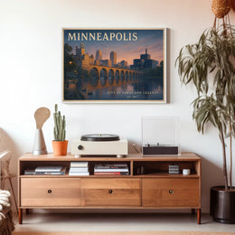 Minneapolis City of Lakes Travel Poster