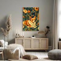 Corgi In Bloom Wall Art Print Decor