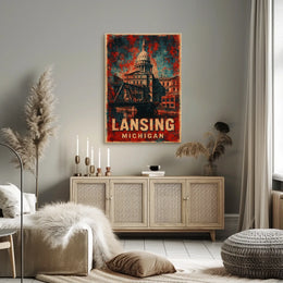 Lansing, Michigan Capitol Art Poster