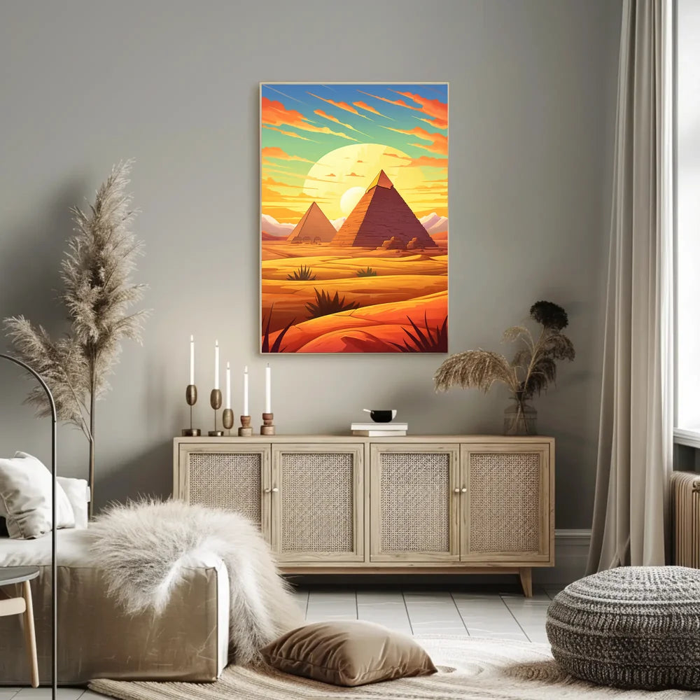 Egyptian Pyramids Sunset Surrealism Art Poster Print