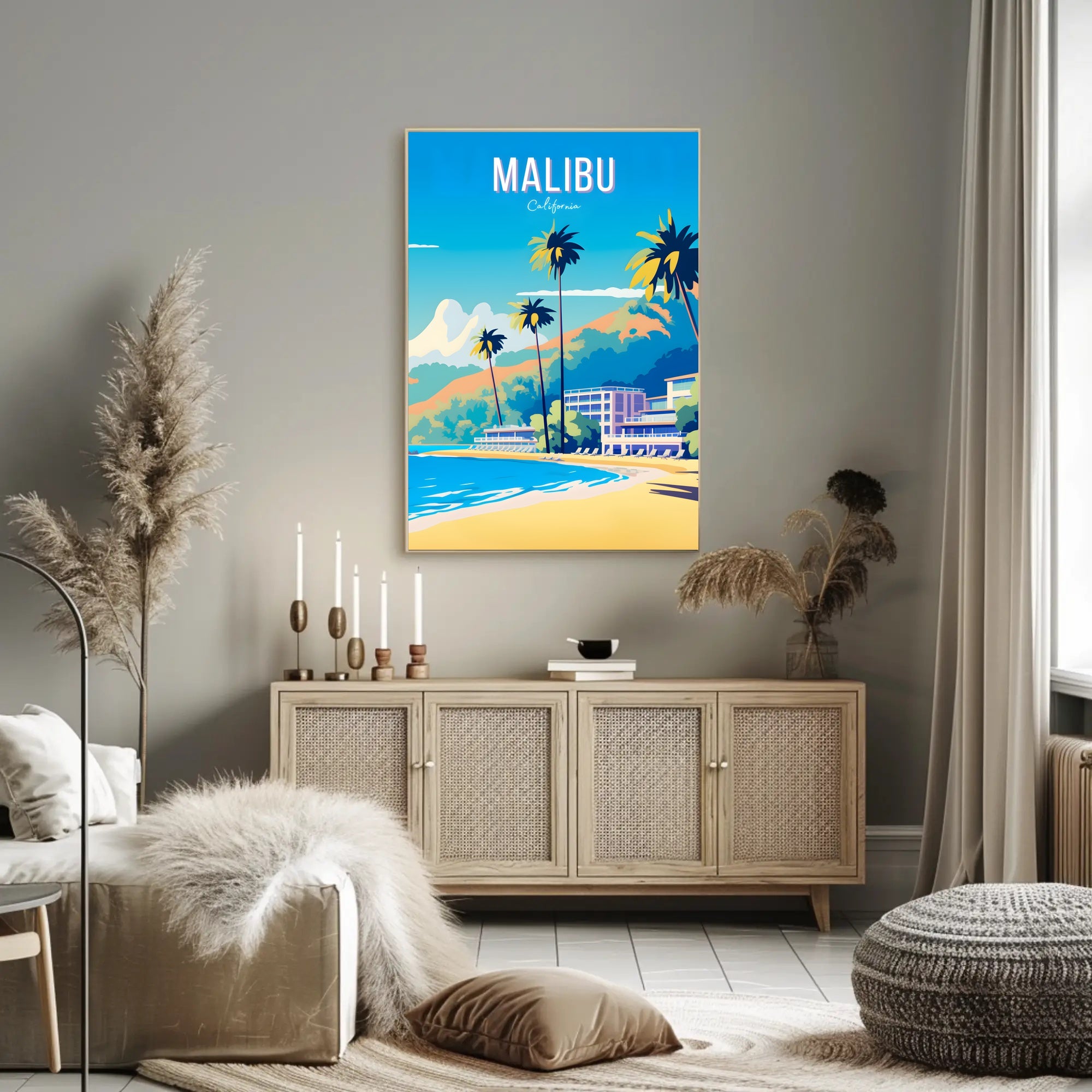 Malibu Beach Paradise Travel Poster