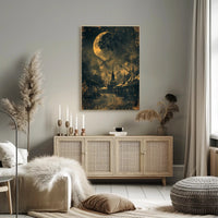 Vintage Carnival Moonlit Scene Under Gothic Artistic Poster PosterGoat