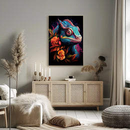 Vibrant Chameleon Art Poster