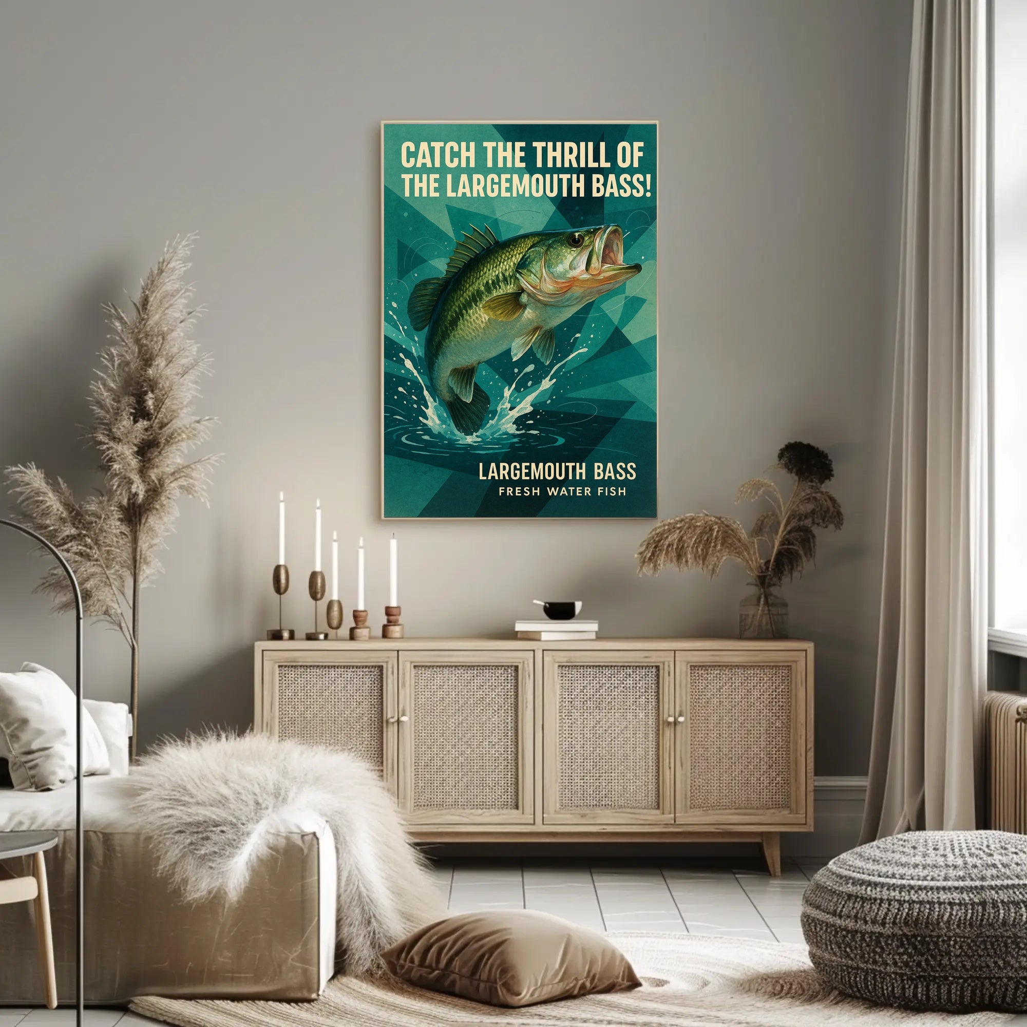 Largemouth Bass Adventure Vintage Fishing Sports Poster