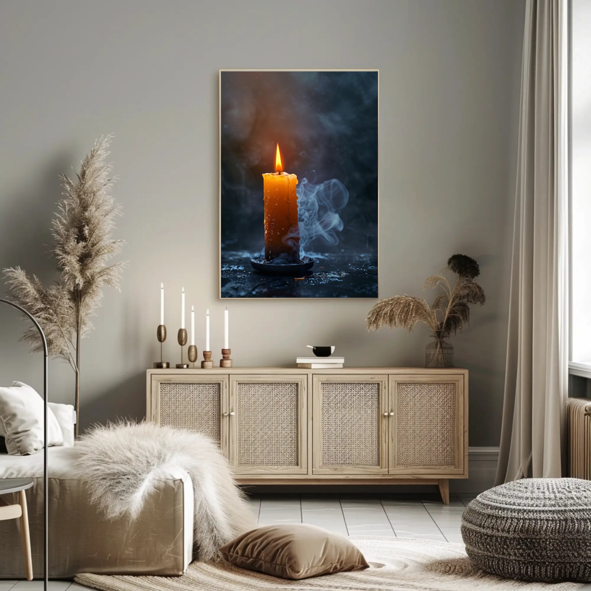 Photorealistic Burning Candle Travel Poster Wall Art PosterGoat