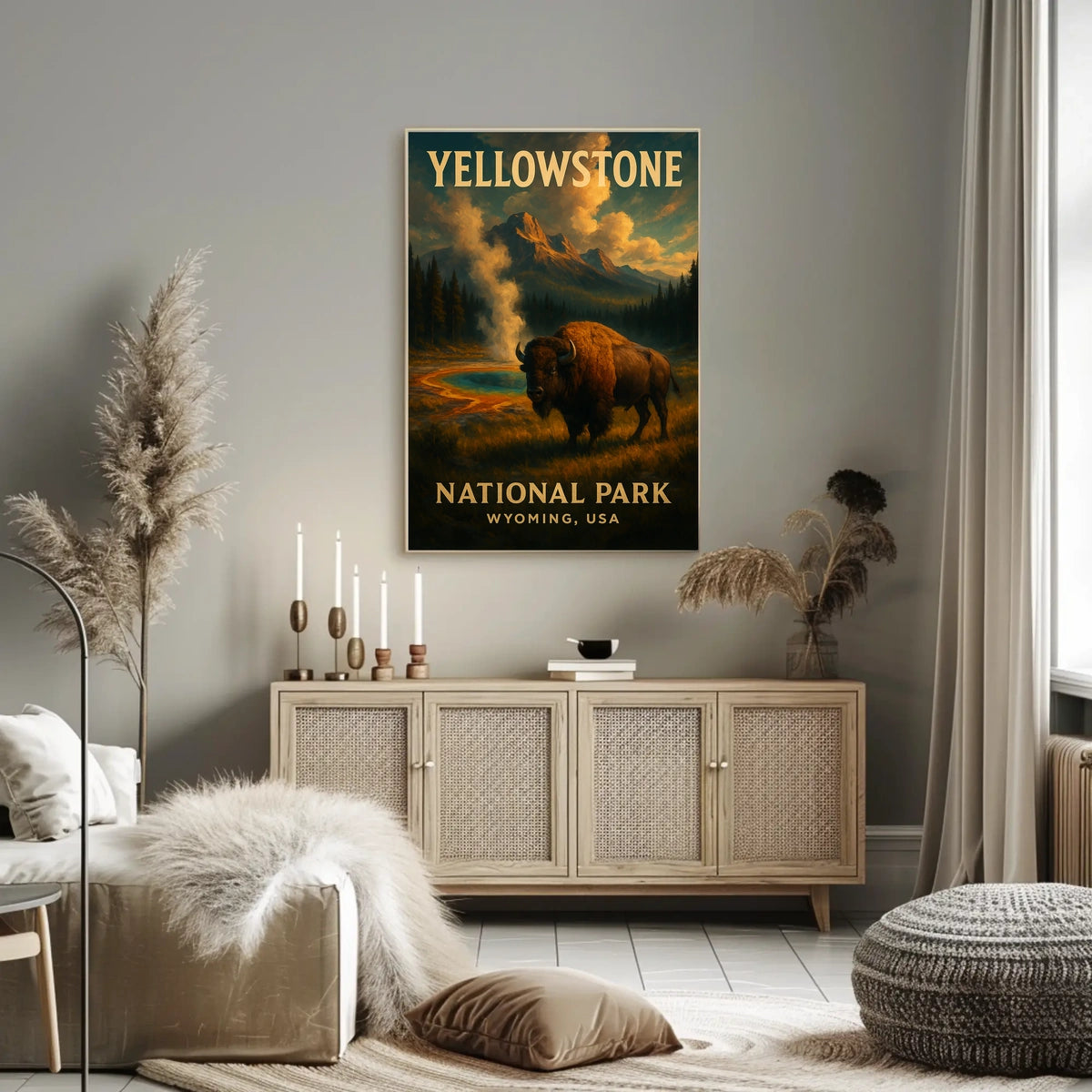 Yellowstoneâ€™s Majestic Bison - National Park Poster