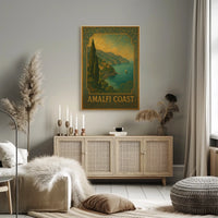 Amalfi Coast Poster Wall Art 18x24 Coastal Scene Art Print