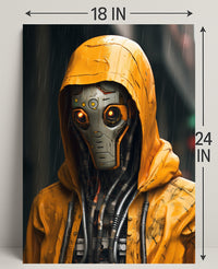 Cybernetic Sentinel In The Rain Poster PosterGoat