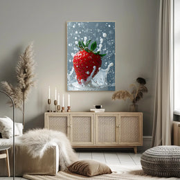 Splashing Strawberry Delight Poster PosterGoat