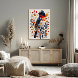 Geometric Bird In Autumn Foliage Poster